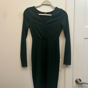 Shimmery Green Long Sleeve Dress